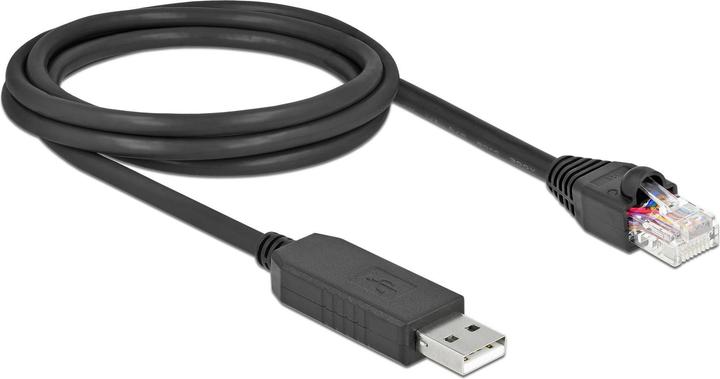 Produktbild Delock Serielles Anschlusskabel mit FTDI Chipsatz, USB 2.0 Typ-A Stecker zu RS-232 RJ45 Stecker 2 m schwarz (2 m, USB 2.0)