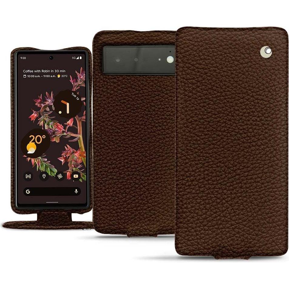 Noreve Lederschutzhülle vertikal (Google Pixel 6), Smartphone Hülle, Braun