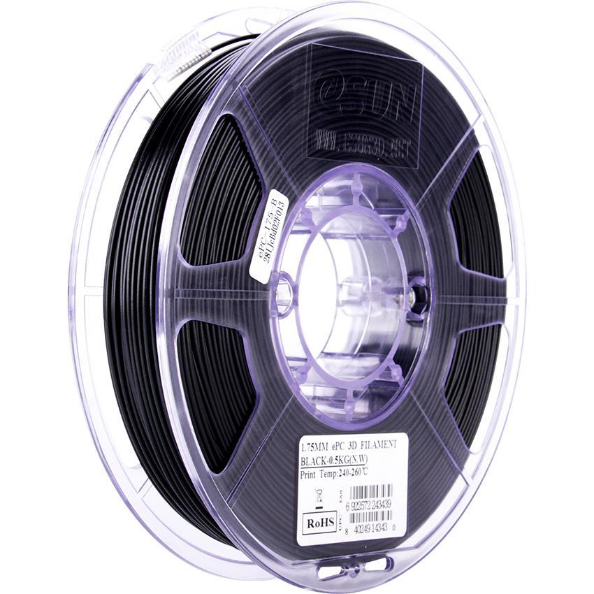 eSUN ePC Schwarz Polycarbonat Filament 1.75mm 500g (Carbon, 1.75 mm, 500 g, Schwarz), 3D Filament, Schwarz