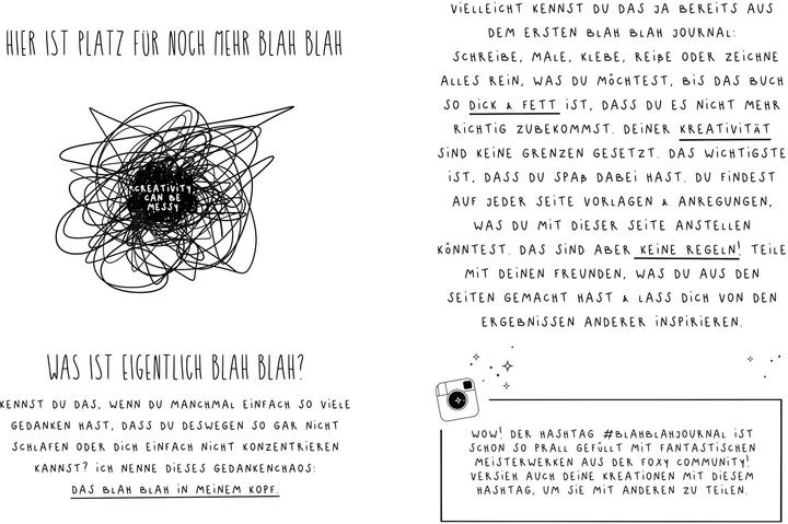 Actual product image Blah Blah Journal - Band 2 - Dein absolut verrücktes Mitmach-Buch - Mal es fertig! Von YouTuberin Fo (German, Foxy Draws, 2024)