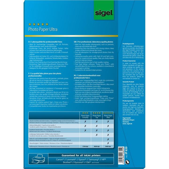 Actual product image Sigel Inkjet Ultra (190 g/m², A4, 50 pcs.)