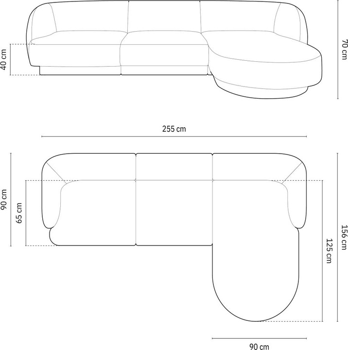 Image du produit Micadoni Canapé D'Angle Droit, "Miley", 4 Places, 255x156x70Fabriqué en Europe (Canapé d'angle)