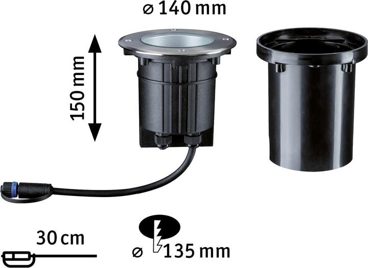 Immagine prodotto Paulmann Lampada da incasso a pavimento per esterni Plug & Shine (609 lm, IP67)