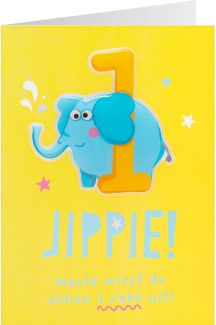 Actual product image Sheepworld Birthday card - Yippee! - Today you are already 1 year old - Elephant (1 pcs.)