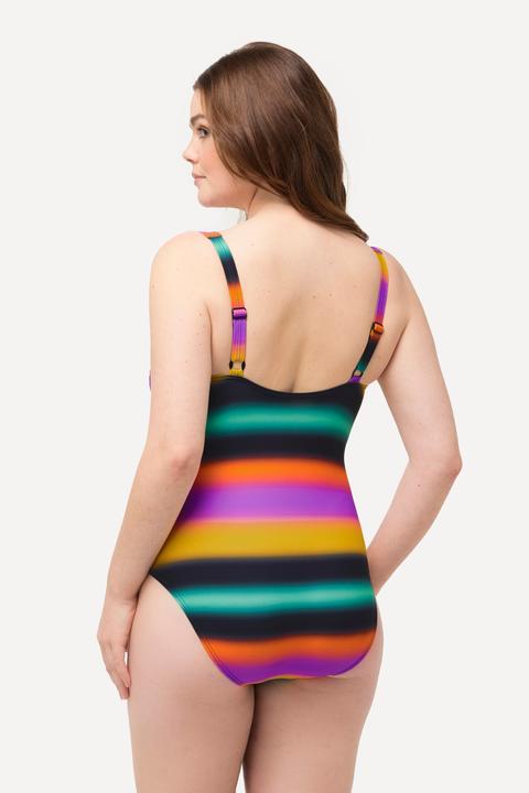 Immagine prodotto Ulla Popken Damen grosse Grössen Badeanzug, Farbverlauf, Softcups, drapiert schwarz 54 826437100-54 (54)