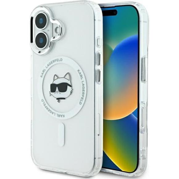 Karl Lagerfeld KLHMP16SHLSCHH iPhone 16 6.1" biały/white hardcase IML Metal Choupette Head MagSafe (Apple iPhone 16), Sm...