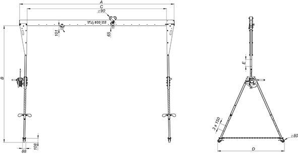 Produktbild Planeta Aluminium-Portalkran RKPK, Bauhöhe 2099 - 3050 mm, Breite 4000 mm