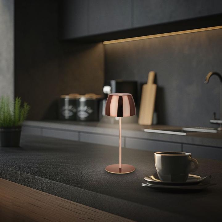 Actual product image Briloner Rechargeable LED table lamp - mini, touch, glossy copper (150 lm)