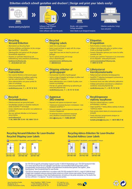 Actual product image Avery Recycling shipping labels