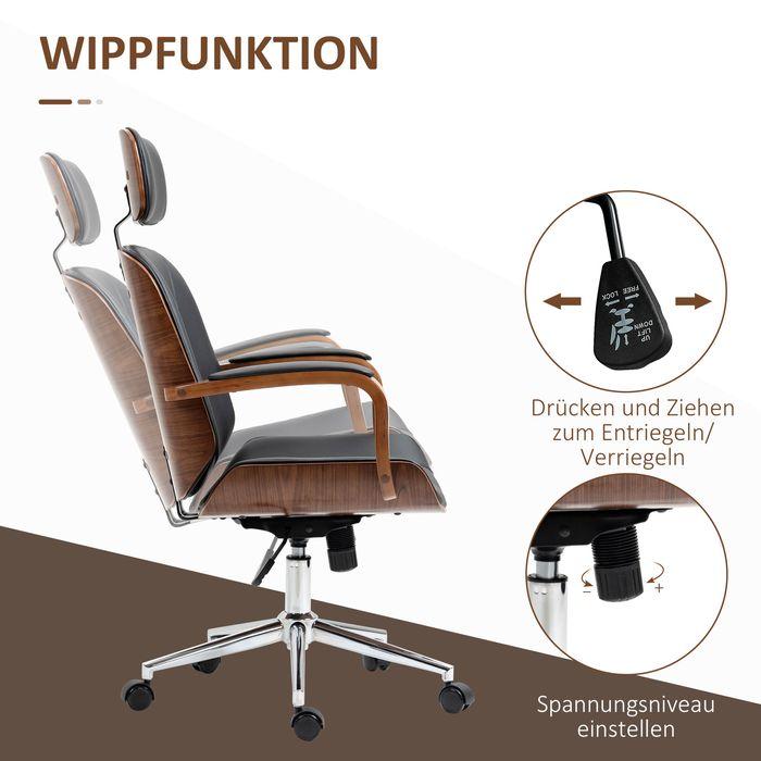 Produktbild Swisshandel24 Bürostuhl, ergonomisch, hohe Rückenlehne, Abnehmbarer Kopfstütze, Schwarz (47.50 - 57.50 cm)