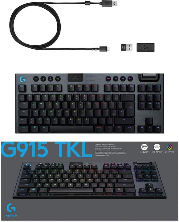 Productafbeelding Logitech G G915 TKL Tenkeyless LIGHTSPEED Draadloos RGB Mechanisch Gaming Toetsenbord RF Wirele (IT, Draadloze)