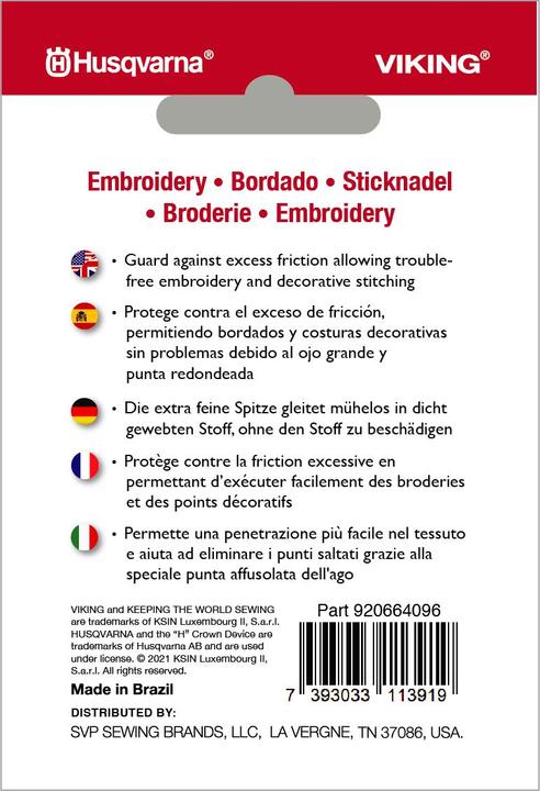 Actual product image Husqvarna Embroidery needle 80/12, 5 needles