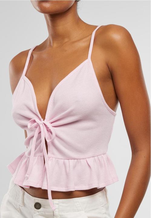 Produktbild Urban Classics Ladies Waffle Pique Ruffle Top - 137877 (XS)