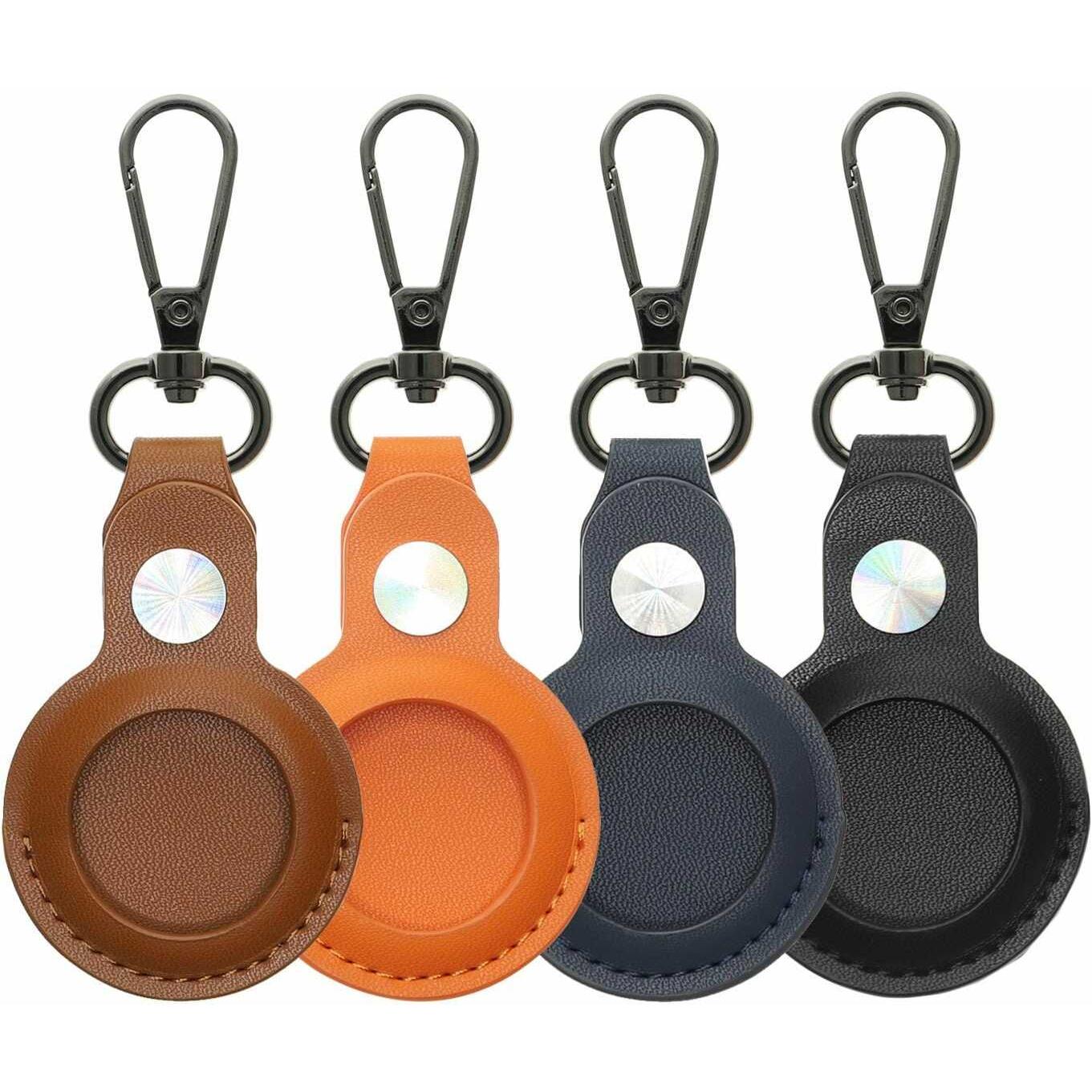 4smarts Kunstleder Case Set Premium für AirTags 4 Stück braun, orange, blau, schwarz, Tracker Zubehör, Mehrfarbig