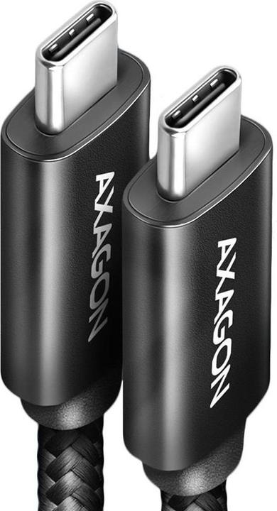 Actual product image Axagon BUCM432-CM10AB USB-C to USB-C cable, USB4 Gen 3×2, 1m, PD 100W, 8K HD, ALU, braided - black (1 m, USB 4.0, 100 W)