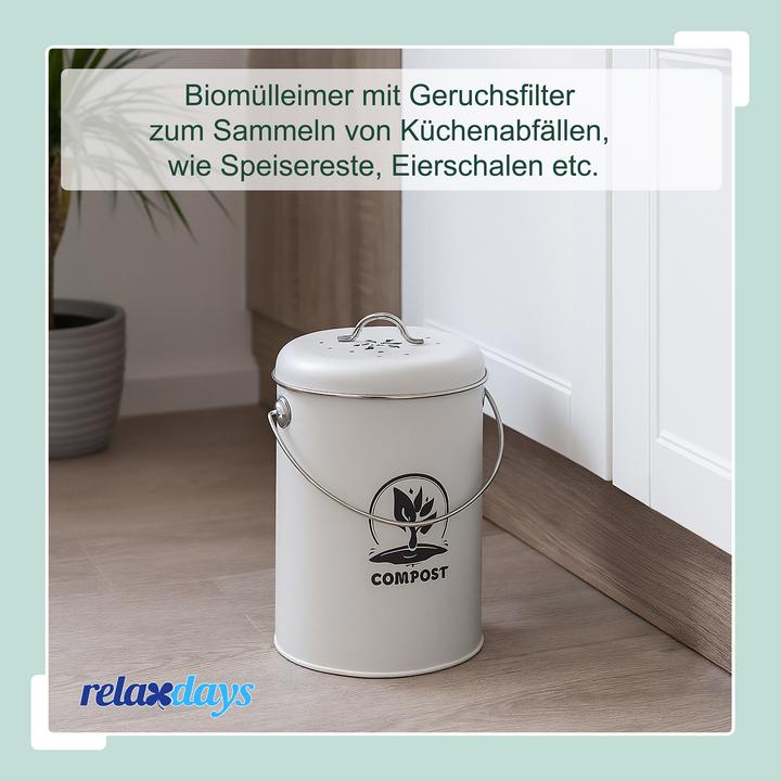 Produktbild Relaxdays Komposteimer mit Geruchsfilter 5,5 Liter (5.50 l)