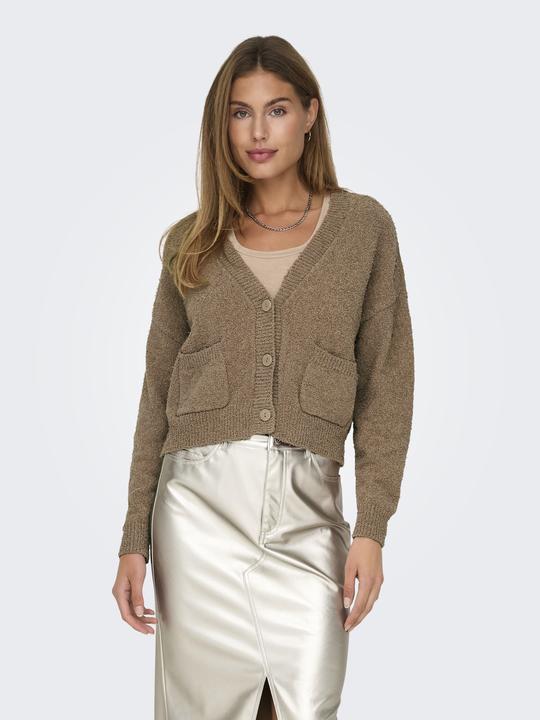 Produktbild Only V-Ausschnitt Gerippte Ärmelbündchen Tief angesetzte Schulter Strickjacke Strickjacke (XL)