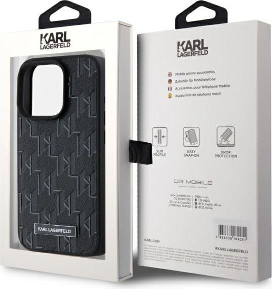 Image du produit Karl Lagerfeld PU Leather Monogram Metal Logo MagSafe Case for iPhone 15 Pro Black (Apple iPhone 15 Pro)
