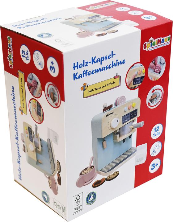 Produktbild Spielmaus Küce Holz Kapsel-Kaffeemaschine, mit Zubehör