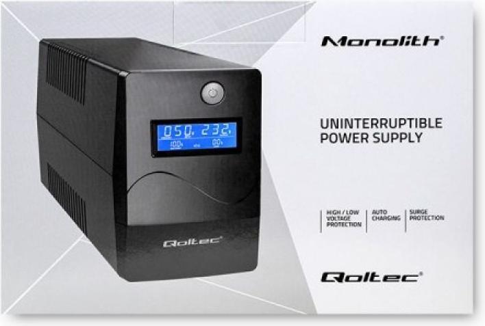 Produktbild Qoltec 53978 UPS Monolith 650VA 360W LCD (360 W, Line-Interaktiv USV)