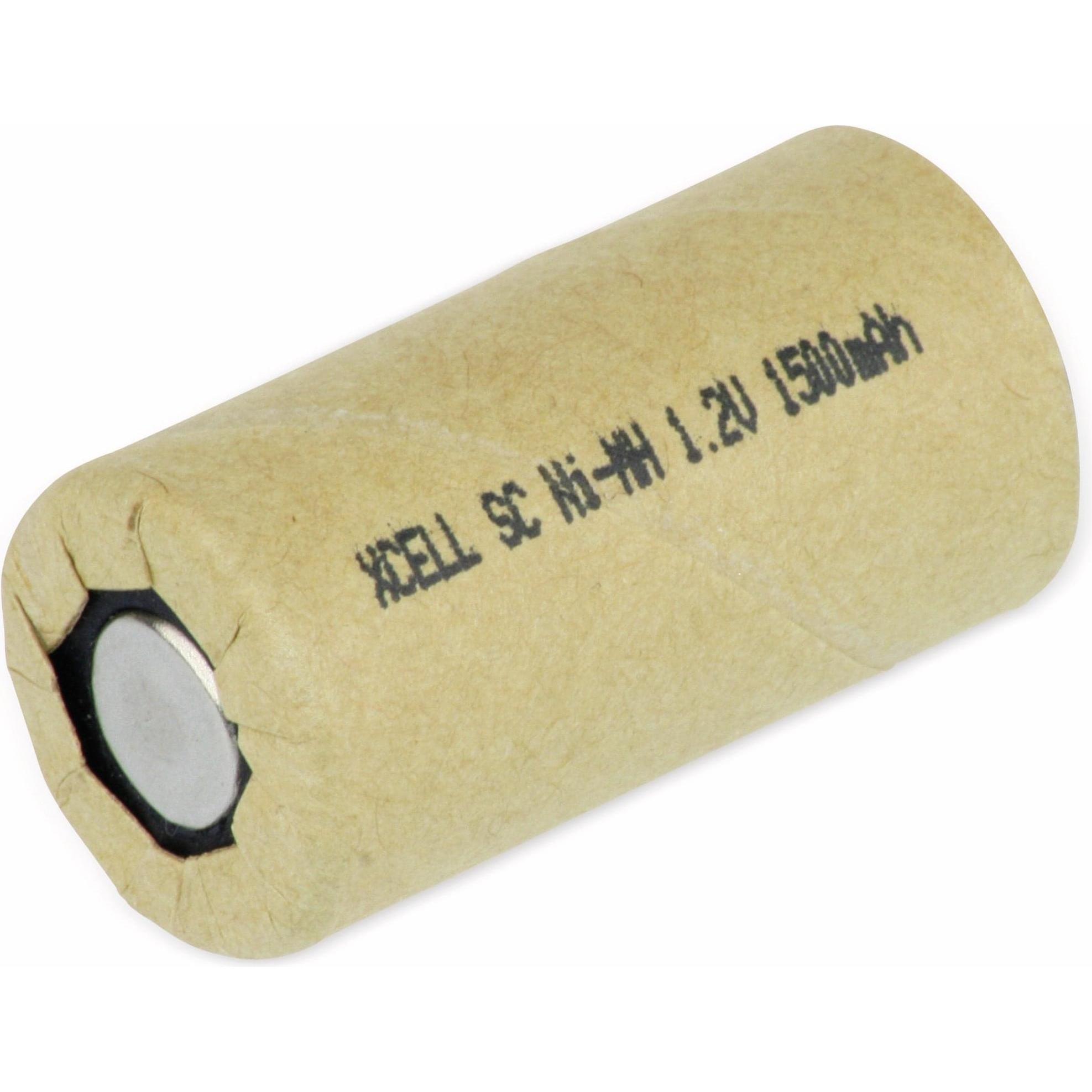 Thumbnail - XCell NiMH-Sub-C-Zelle-Akku 1,2V-/1500mAh, Pappmantel 41,5x22,2 mm (1 Stk., Sub-C, 1500 mAh, Akku), Akku Ladegerät