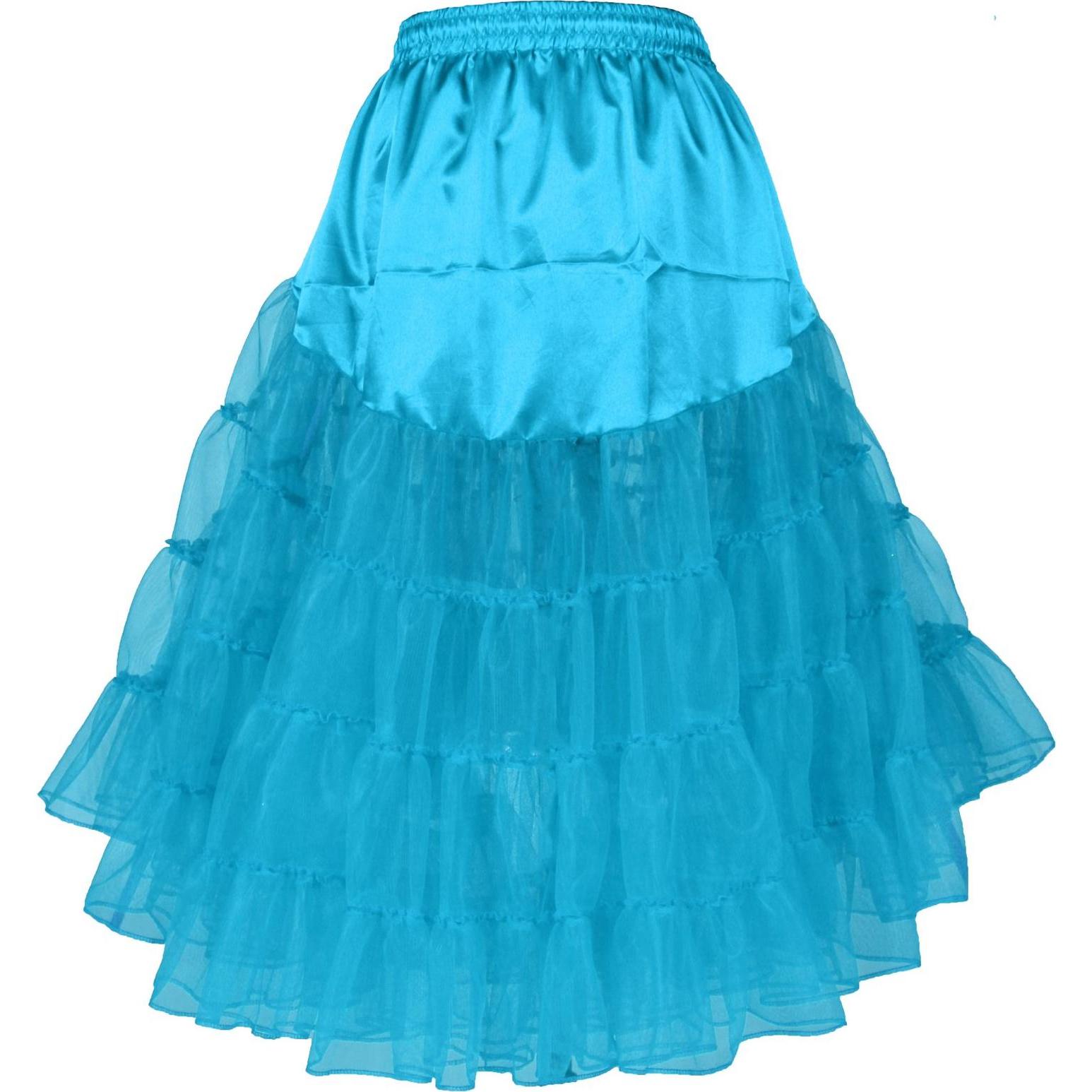 Thetru Knielanger Petticoat türkis - Fasching Kostüm Rock (One Size)