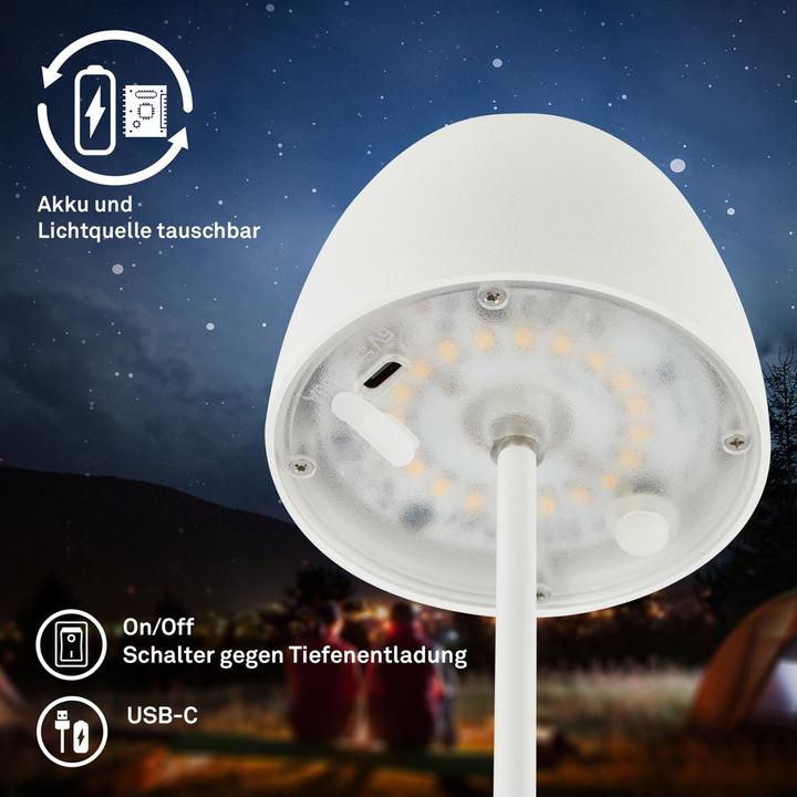 Image du produit Briloner Lampe de table LED rechargeable avec station de recharge, Mini, Touch, Blanc mat (150 lm)