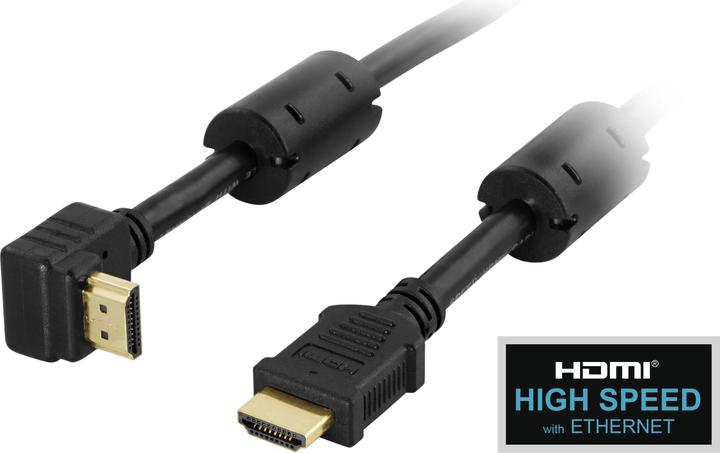 Image du produit Deltaco angled HDMI cable Premium High Speed HDMI 1.5m black (1.50 m, HDMI, 1.4)