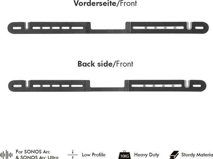 Actual product image LogiLink Lautsprecher-Wandhalterung für Sonos Arc und Sonos Arc Ultra Soundbars, 10 kg max, schwarz (1 pcs., Wall installation)