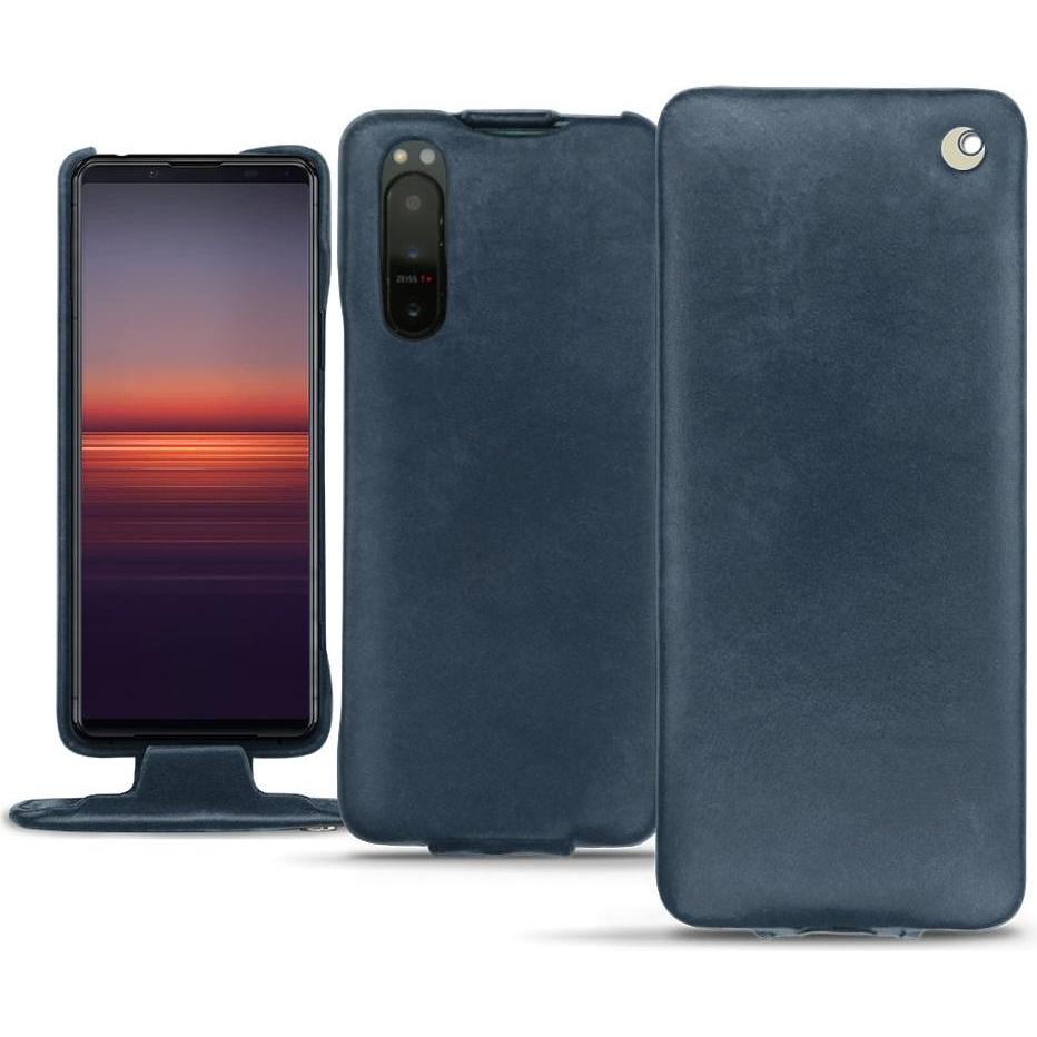 Noreve Lederschutzhülle vertikal (Sony Xperia 5 II), Smartphone Hülle, Blau