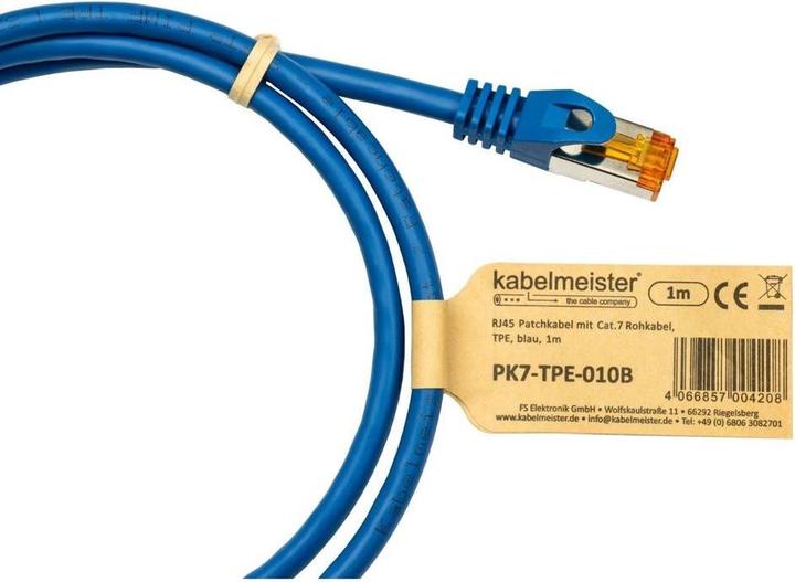 Produktbild Varia RJ45 Patchkabel Cat. 7, 7,5m, TPE, blau, geschirmt (S/FTP, CAT7, 7.50 m)