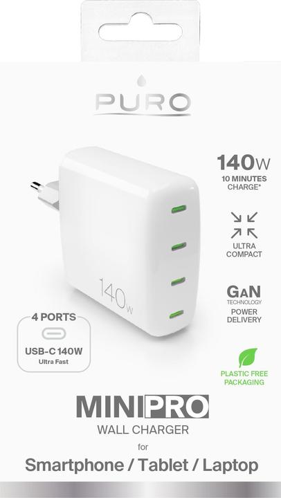 Actual product image SBS Puro GaN Wall Charger with 4 USB-C ports, 140W, white (140 W, 4 ports)