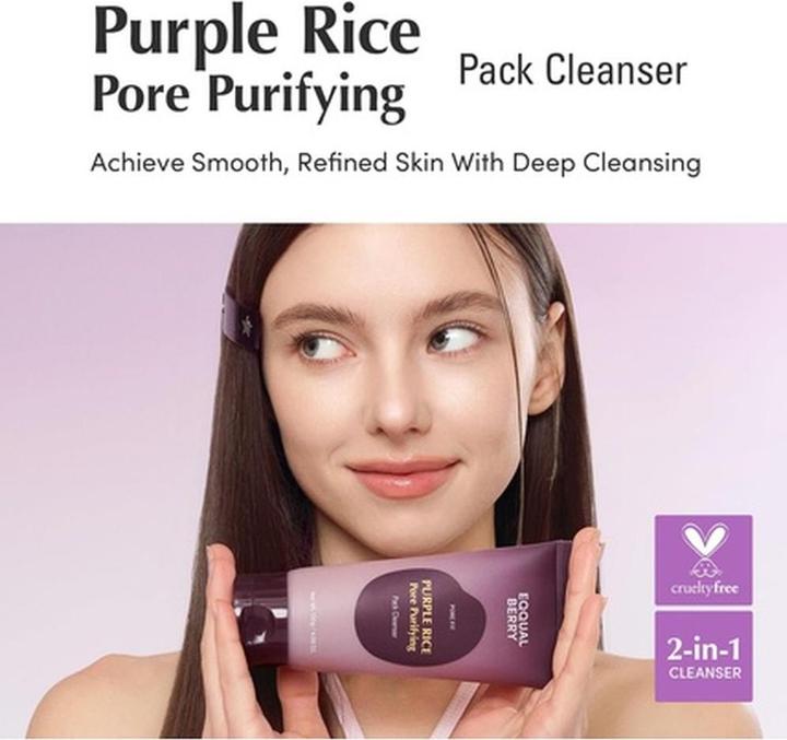 Actual product image Eqqualberry Equalberry Purifying Mask for Pores with Rice Purple Clay and Foam Cleaning (130 ml)