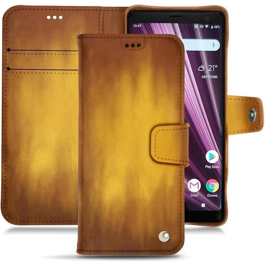 Noreve Lederschutzhülle Wallet (Sony Xperia XZ3), Smartphone Hülle, Gold
