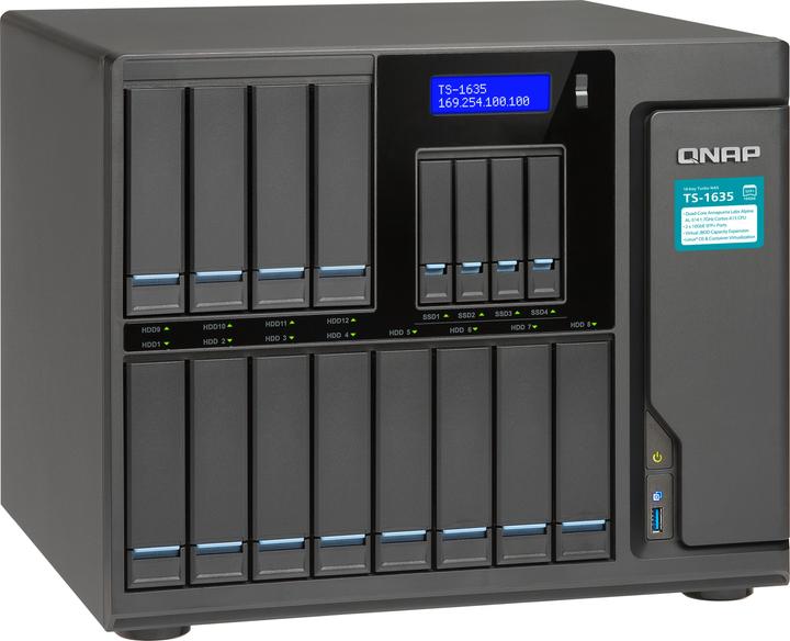 Produktbild QNAP TS-1635-4G, 16-Bay, SATA DDR3, RAID 0, 1, 5, 6, 10, Tower (0 TB)