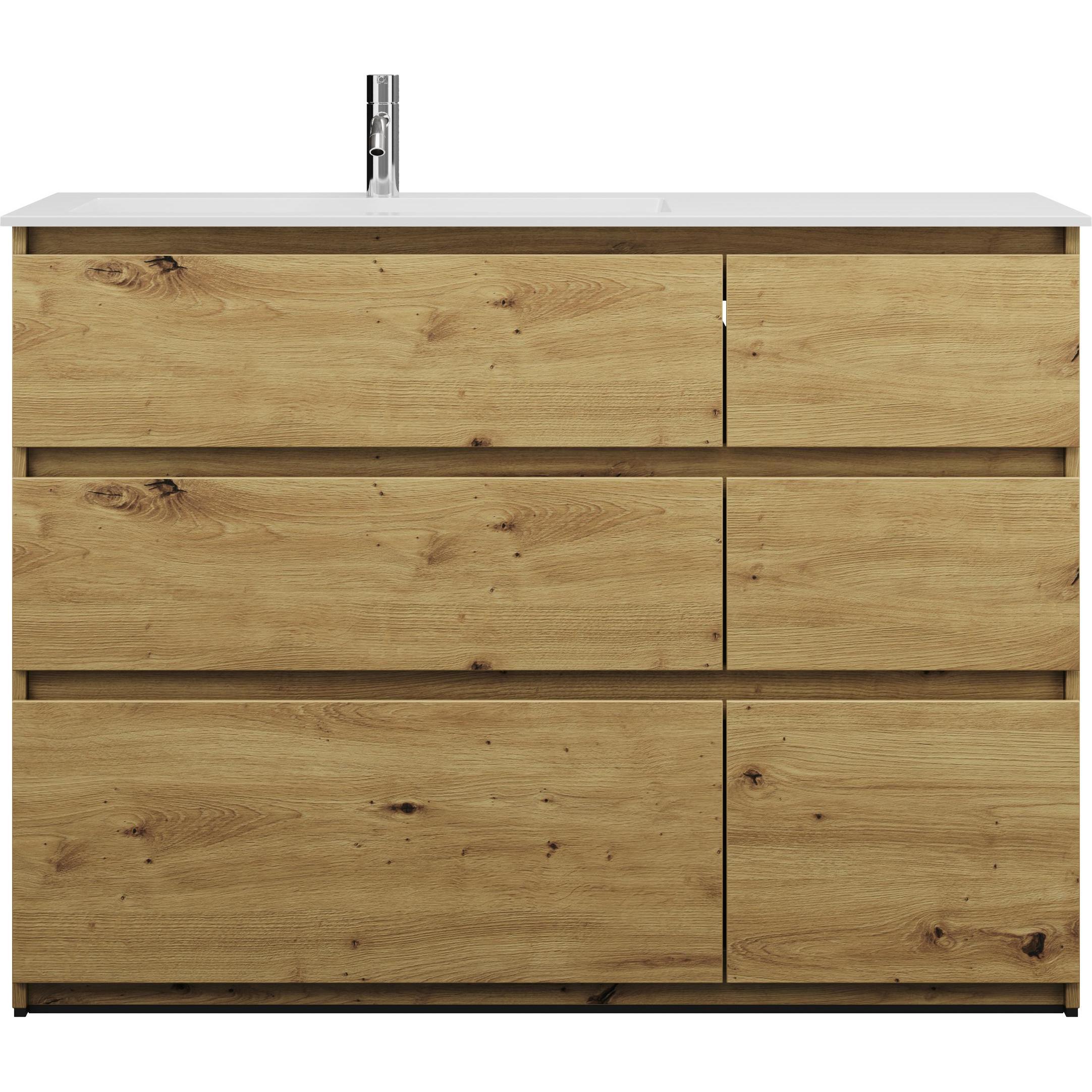 burgbad, Badmöbelset, Lin20 Mineralguss-Waschtisch Weiss Matt linksbündig inklusive Waschtischunterschrank 6 Aus