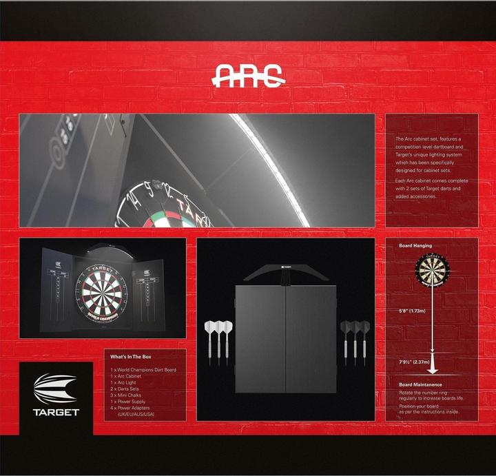 Image du produit Target Cabinet Arc y compris éclairage & planche à fléchettes & fléchettes