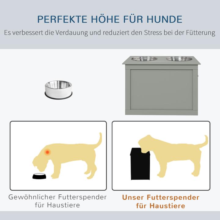 Produktbild PawHut Hundefutterstation mit abnehmbaren Näpfen und Stauraum