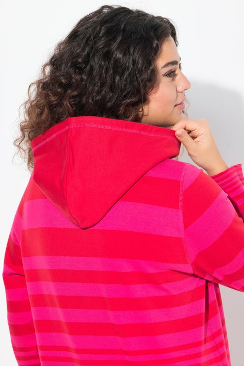 Immagine prodotto Ulla Popken Maglia con righe, cappuccio, tasca a marsupio e maniche lunghe (42, 44)