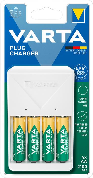 Varta Plug Charger (1 Stk., AA, 1600 mAh, Ladegerät inkl. Akku)