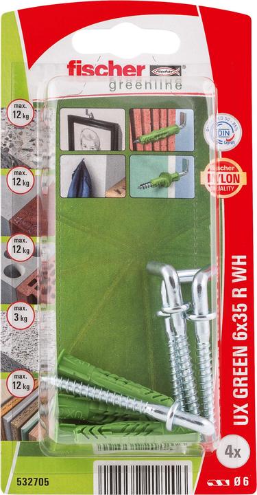 Produktbild Fischer Universald. UX Green 6x35 R WH K (4) (4 Stk.)