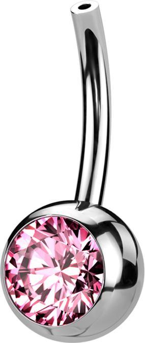 Immagine prodotto Star Piercing Threadless Bananen-Stab silber mit Kugel Kristall pink (senza ottone, Titanio)
