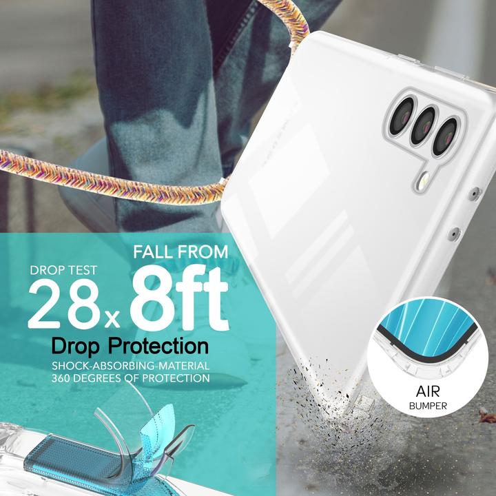 Actual product image Nalia Clear hybrid case with chain to hang around the neck