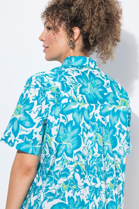 Image du produit Ulla Popken Chemisier motif à fleurs, manches courtes et col chemise (42, 44)