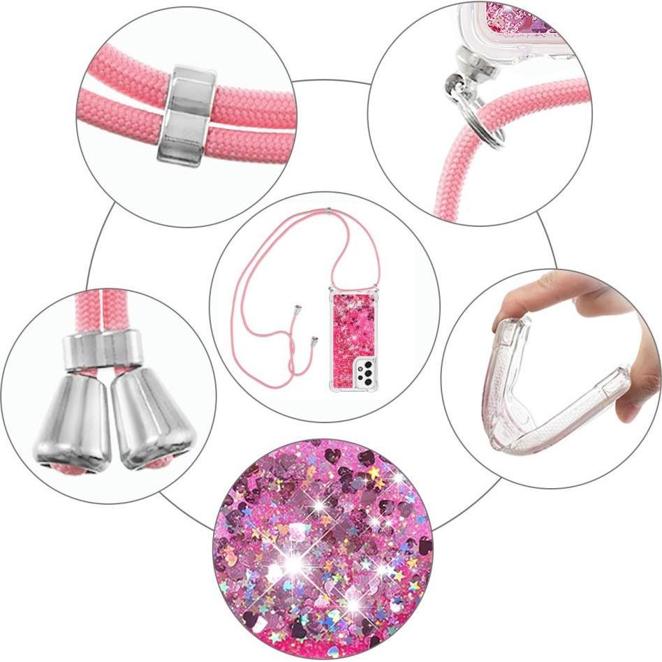 Thumbnail - Cover-Discount Galaxy A53 5G - Hülle mit Umhängeband rosa, Handykette, Rosa