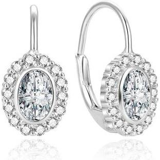 Beneto, Ohrringe, Glittering silver earrings with zircons AGUC1808L (L)