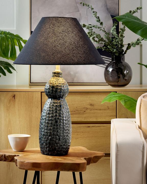 Image du produit Beliani Lampe de table en céramique bleu foncé/noir 60 cm MATINA (E27)
