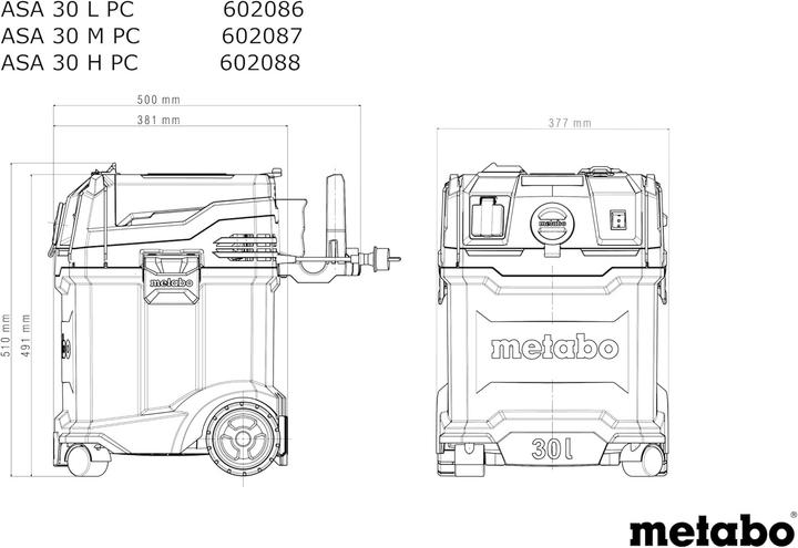 Actual product image Metabo ASA 30 H PC All-purpose vacuum cleaner (Wet dry vacuum cleaner)