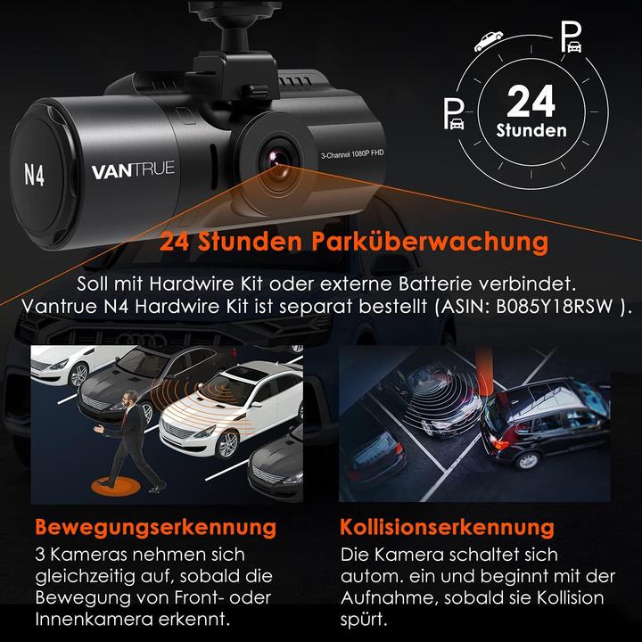 Produktbild Vantrue N4 (GPS-Empfänger, Eingebautes Display, Nachtsicht, QHD)