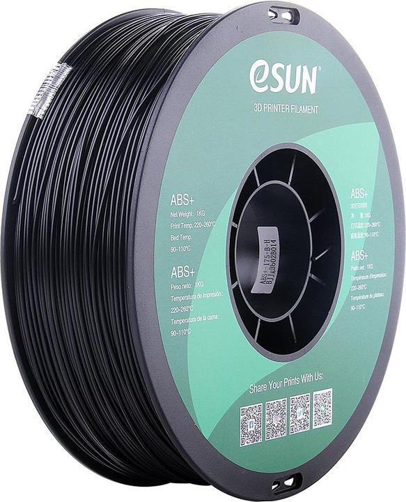 Produktbild eSUN ABS+ 1,75mm Black 1kg 3D Filament (ABS, 1.75 mm, 1000 g, Schwarz)